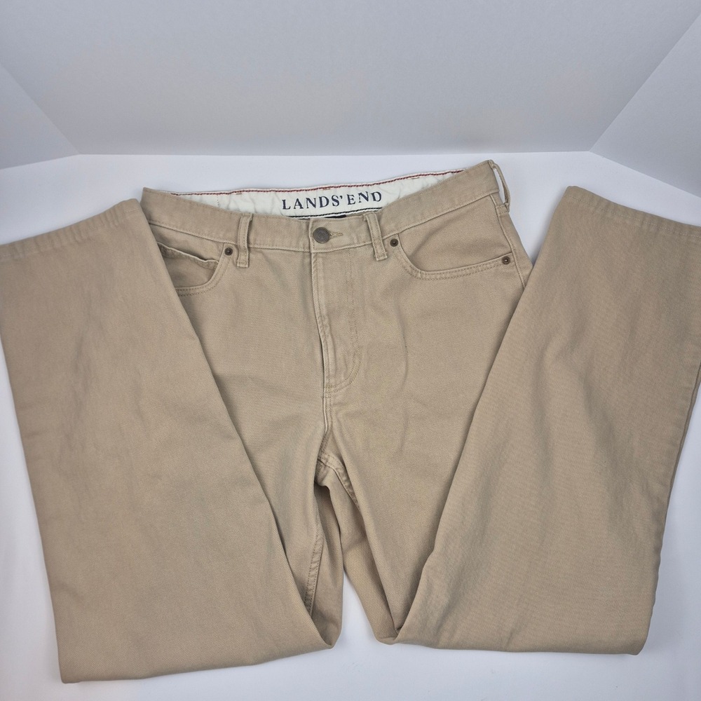 Lands' End Mens Relaxed Fit Khaki Pants Size 34x31 Casual Everyday Trousers